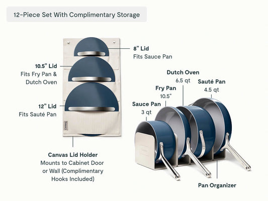 Cookware Set - 12-Piece Ceramic Set With Storage Organizers - US 0718