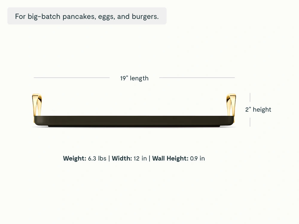 Double Burner Griddle - 19x12” Non-Stick Ceramic Pan - US 5144