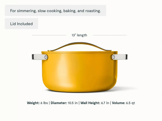 Dutch Oven - 6.5 qt Non-Stick Ceramic Pan With Lid - US 1746