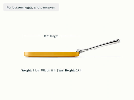 Square Griddle Pan - 11” Non-Stick Ceramic Square Pan - US 7989