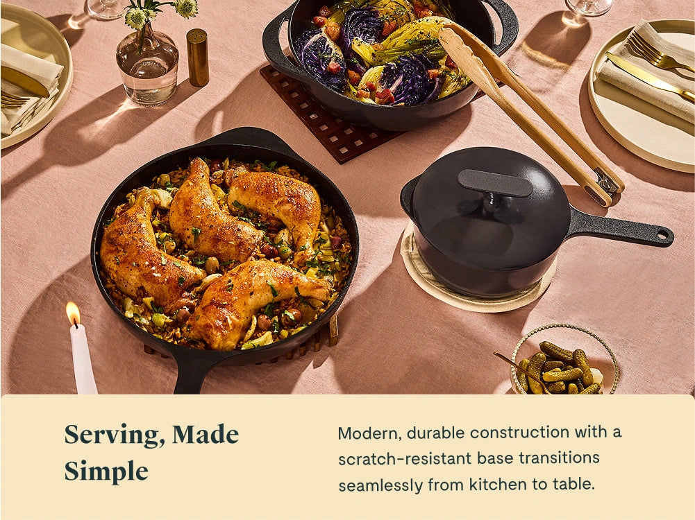 Enameled Cast Iron Skillet Trio - 3-Piece Set With Excellent Heat Retention - US 7327