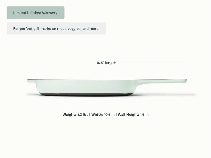 10.5” Enameled Cast Iron Grill Pan - 10.5” Grill Pan with high ridges for perfect sear marks on meats and veggies. - US 3209
