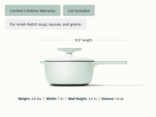 1.8 qt Enameled Cast Iron Mini Sauce Pan - Durable, Compact Pan With Excellent Heat Retention - US 6285