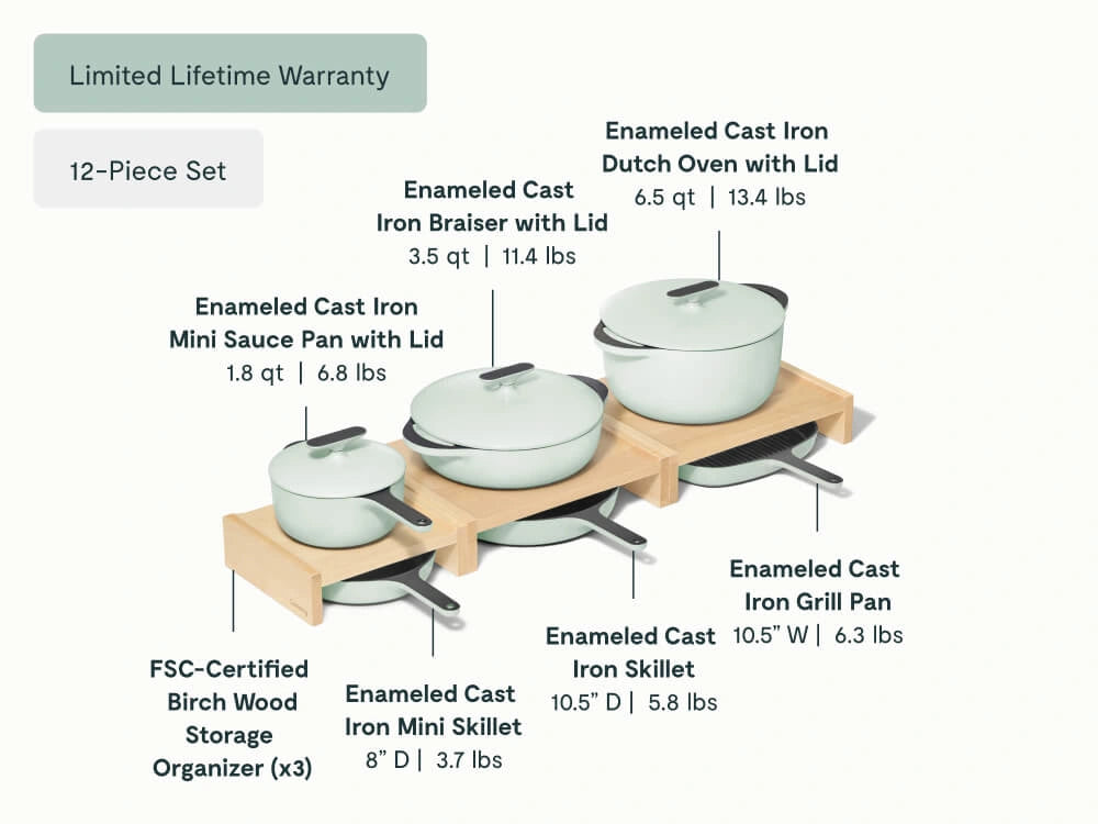 Enameled Cast Iron & Minis Set - 12-Piece Set With Complimentary Storage - US 7264