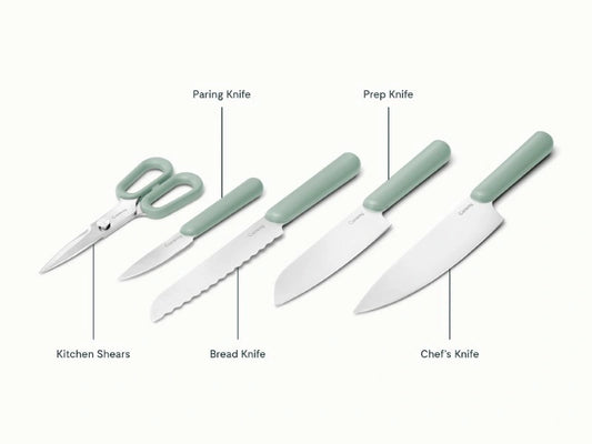 Knife Set - 4 essential knives, made with premium German stainless steel, and a pair of shears. - US 7934
