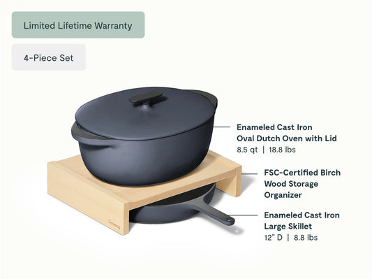 Large Enameled Cast Iron Duo - 4-Piece Set With Complimentary Storage - US 4070