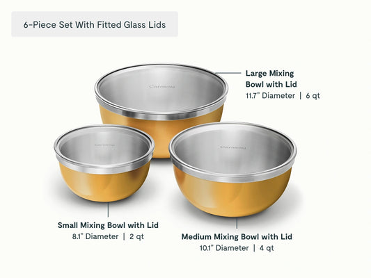 Mixing Bowl Set - 6-Piece Set With Durable Glass Lids - US 2856