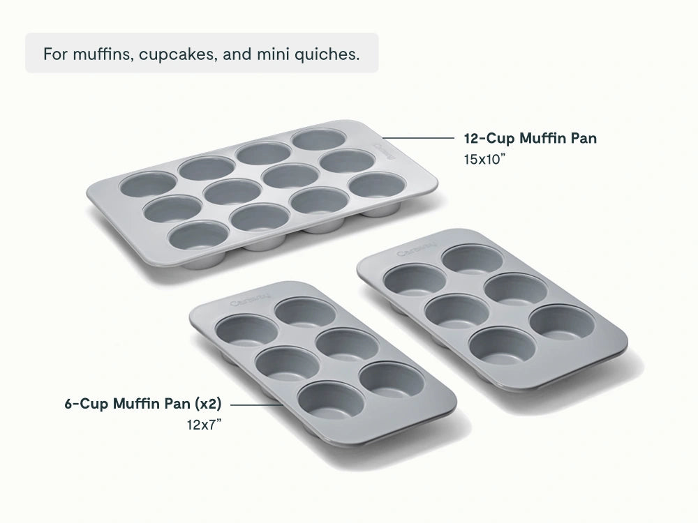 Muffin Pan Trio - 12-Cup & 6-Cup Non-Stick Ceramic Muffin Pans - US 2131