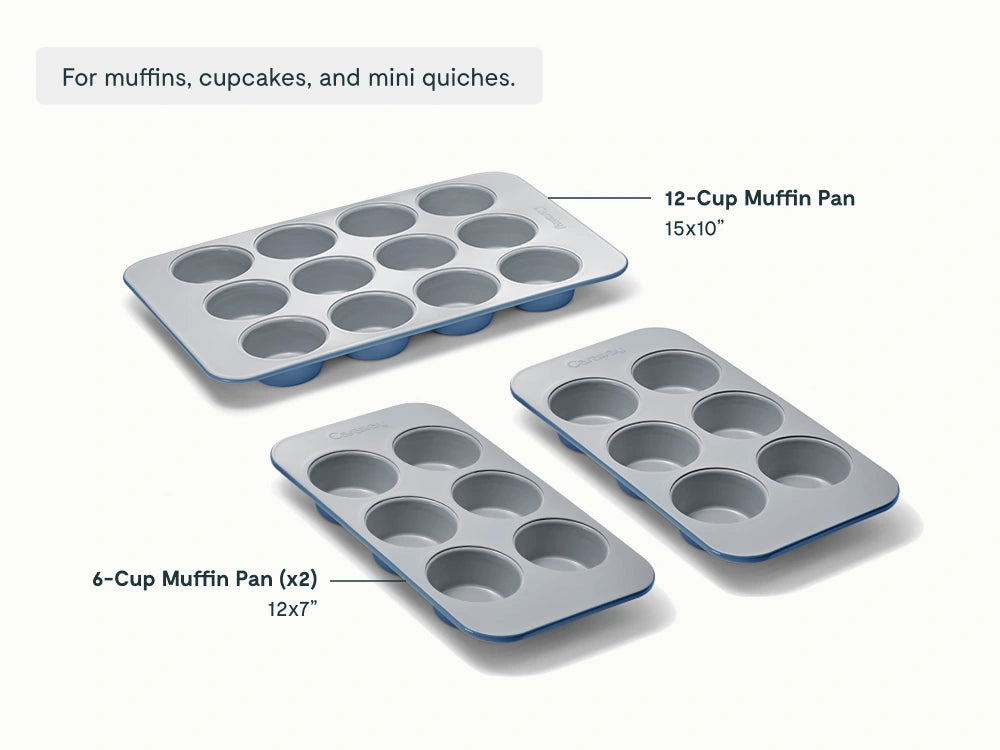 Muffin Pan Trio - 12-Cup & 6-Cup Non-Stick Ceramic Muffin Pans - US 3477