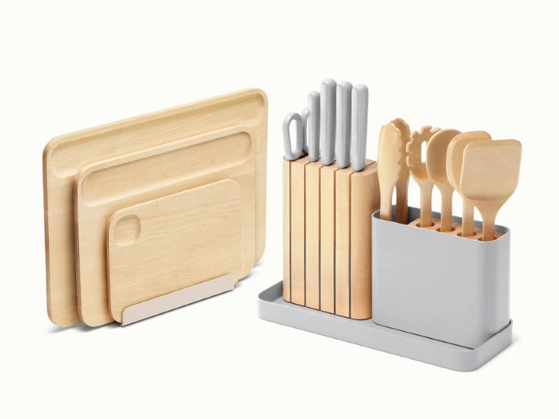Prep & Boards Set - A one-stop-shop 18-piece cutting board, knife, & utensil set. - US 7553