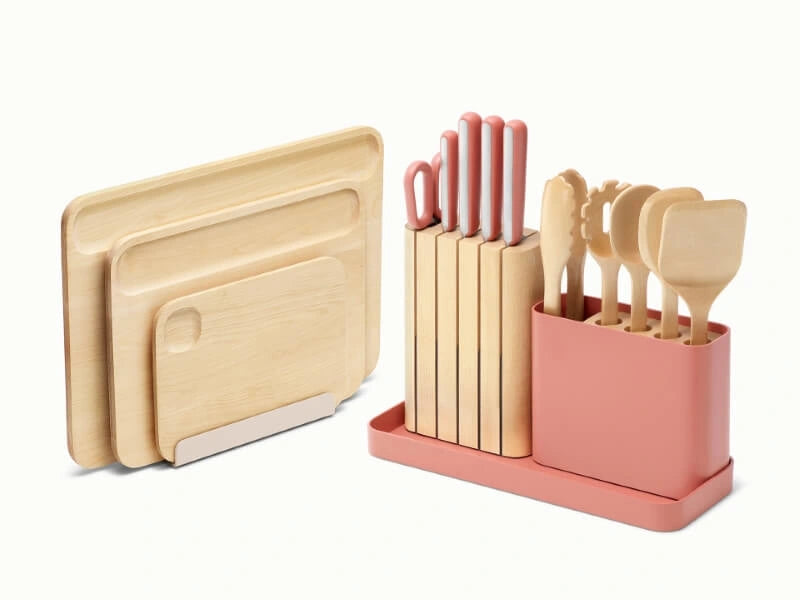 Prep & Boards Set - A one-stop-shop 18-piece cutting board, knife, & utensil set. - US 8078