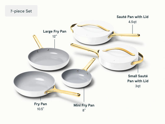 7pc Fry &amp; Sauté Set - 7-Piece Set of Ceramic-Coated Pans With Lids - US 9768