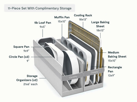 Bakeware Set - 11-Piece Set With Storage Organizers - US 8285