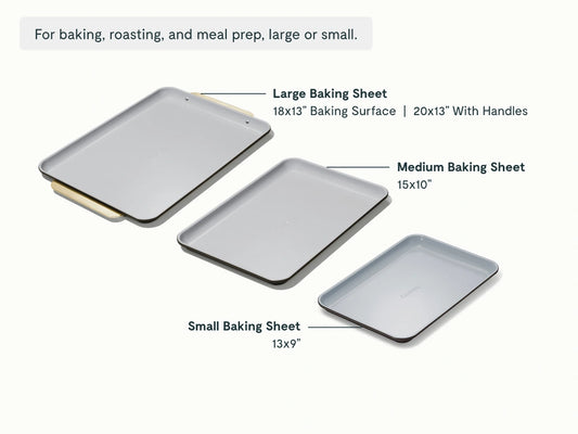Baking Sheet Trio - 18x13", 15x10" &amp; 13x9” Non-Stick Ceramic Sheets - US 6470