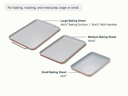 Baking Sheet Trio - 18x13", 15x10" &amp; 13x9” Non-Stick Ceramic Sheets - US 2868