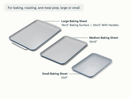 Baking Sheet Trio - 18x13", 15x10" &amp; 13x9” Non-Stick Ceramic Sheets - US 9942