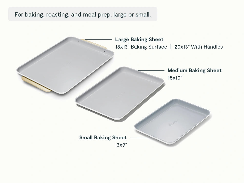 Baking Sheet Trio - 18x13", 15x10" &amp; 13x9” Non-Stick Ceramic Sheets - US 1736