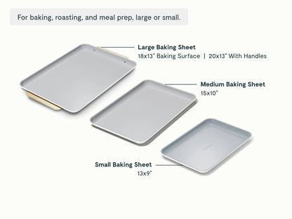 Baking Sheet Trio - 18x13", 15x10" &amp; 13x9” Non-Stick Ceramic Sheets - US 1736