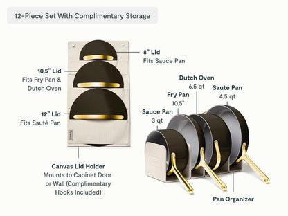 Cookware Set - 12-Piece Ceramic Set With Storage Organizers - US 5064