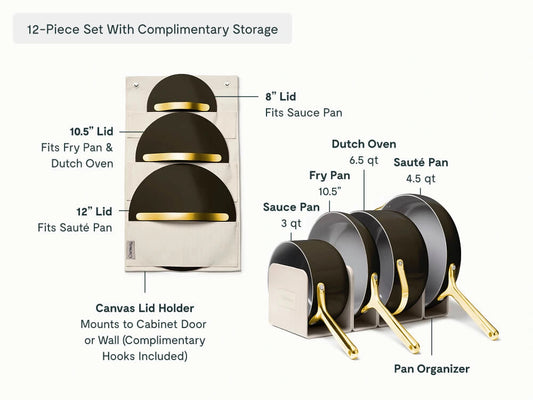 Cookware Set - 12-Piece Ceramic Set With Storage Organizers - US 5064