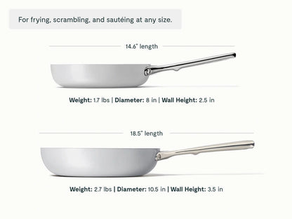 Fry Pan Trio with Glass Lids - 6-Piece Set of Ceramic-Coated Pans With Glass Lids - US 4873