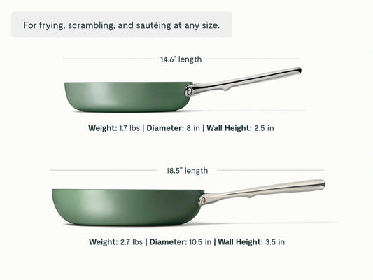 Fry Pan Trio with Glass Lids - 6-Piece Set of Ceramic-Coated Pans With Glass Lids - US 3230