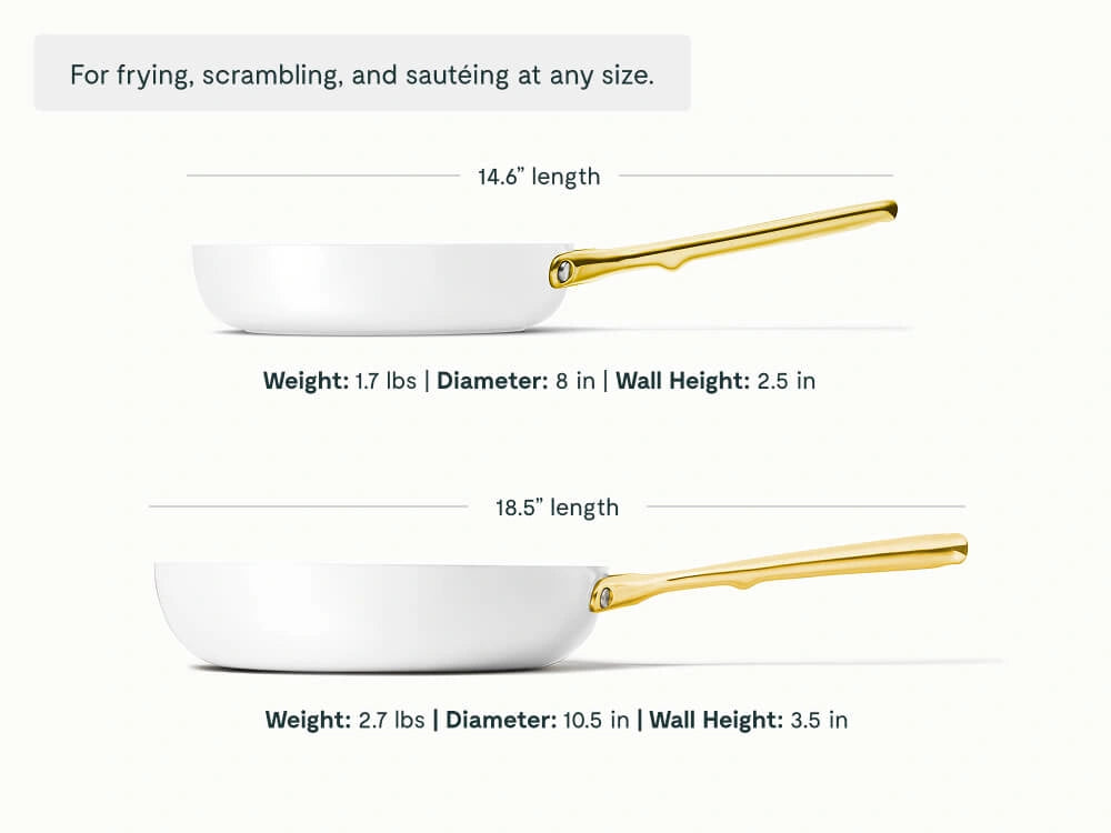 Fry Pan Trio with Glass Lids - 6-Piece Set of Ceramic-Coated Pans With Glass Lids - US 0477