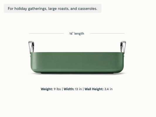 Roasting Pan - 16x13” Non-Stick Ceramic Pan With Rack - US 1338
