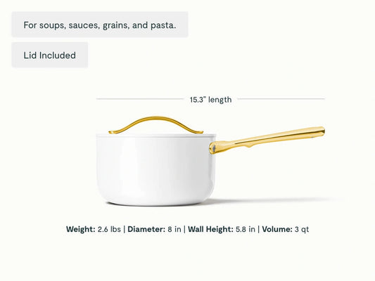Sauce Pan - 3 qt Non-Stick Ceramic Sauce Pan With Lid - US 6043
