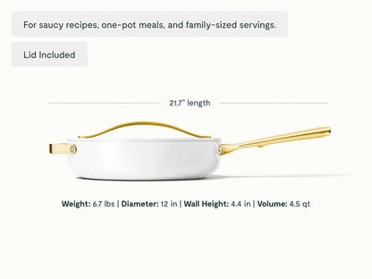 Sauté Pan - 4.5 qt Non-Stick Ceramic Pan With Lid - US 7193