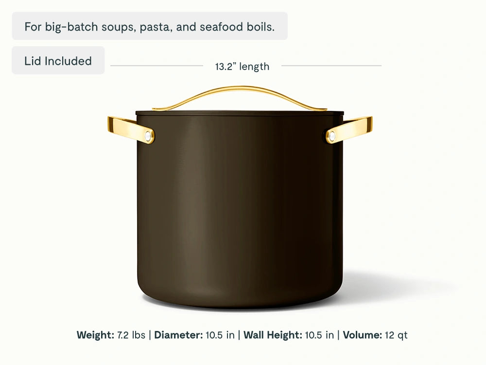 Stock Pot - 12 qt Non-Stick Ceramic Pot With Lid - US 9570