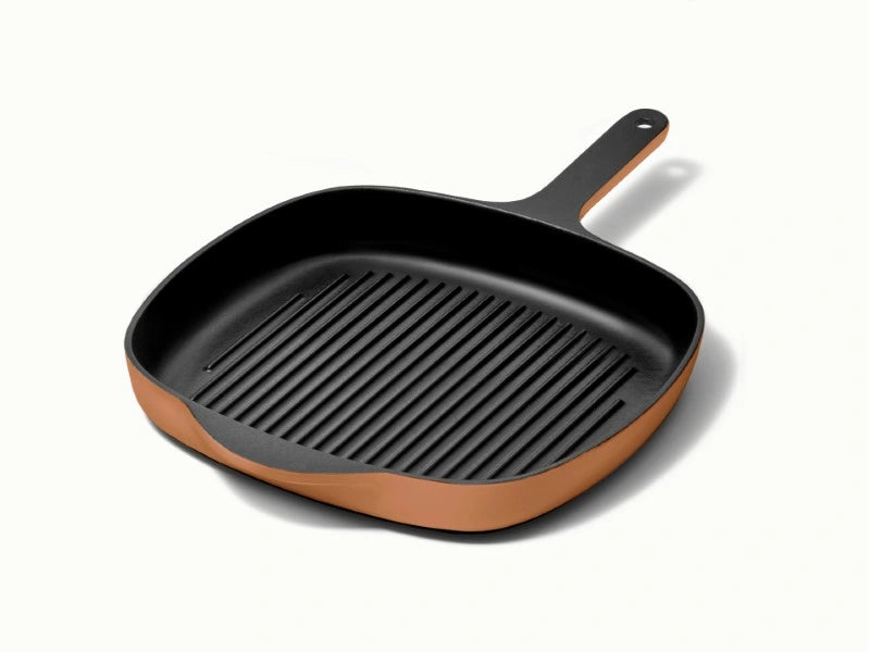 10.5” Enameled Cast Iron Grill Pan - 10.5” Grill Pan with high ridges for perfect sear marks on meats and veggies. - US 1600