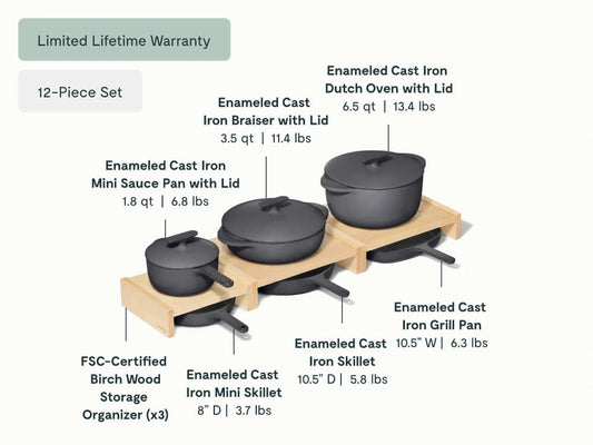 Enameled Cast Iron &amp; Minis Set - 12-Piece Set With Complimentary Storage - US 2219
