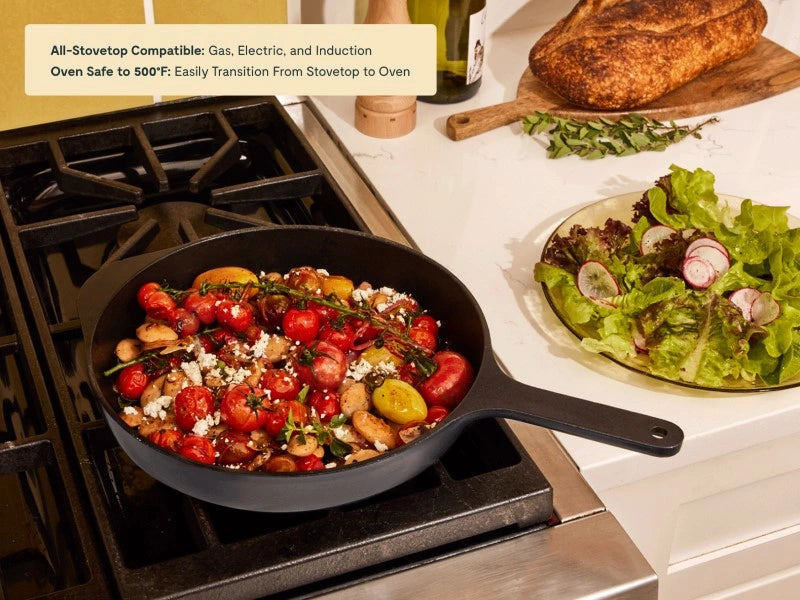 10.5” Enameled Cast Iron Skillet  - 10.5” Skillet perfect for searing meat, baking cornbread, and sautéing. - US 4137
