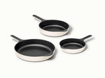 Enameled Cast Iron Skillet Trio - 3-Piece Set With Excellent Heat Retention - US 3372