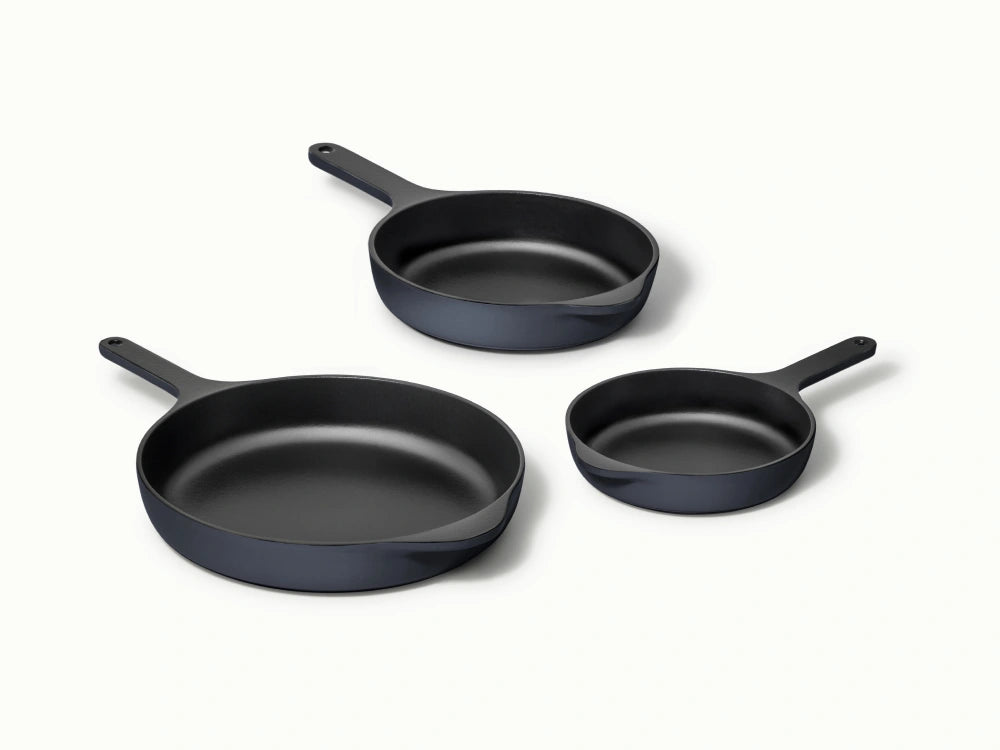 Enameled Cast Iron Skillet Trio - 3-Piece Set With Excellent Heat Retention - US 5550