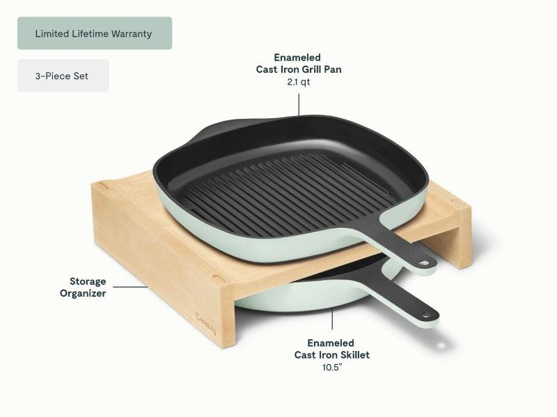 Cast Iron Skillet &amp; Grill Pan Duo - Versatile duo for grilling, searing, and frying with even heat and easy cleanup. - US 0530