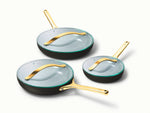 Fry Pan Trio with Glass Lids - 6-Piece Set of Ceramic-Coated Pans With Glass Lids - US 0791