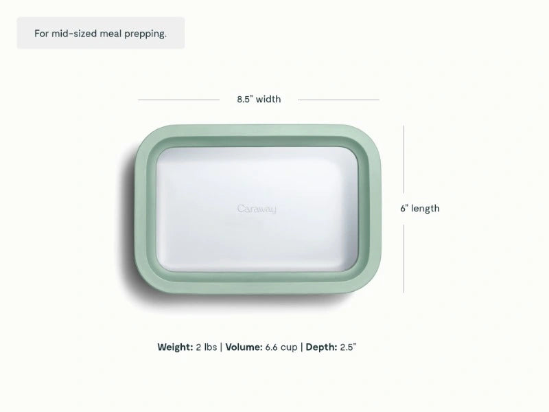 Medium Storage Container - Ceramic-coated 6.6 cup glass Container built for clean storing. - US 2948