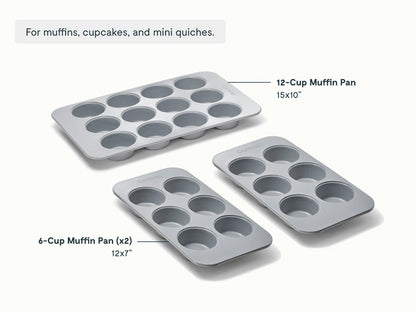 Muffin Pan Trio - 12-Cup &amp; 6-Cup Non-Stick Ceramic Muffin Pans - US 2131