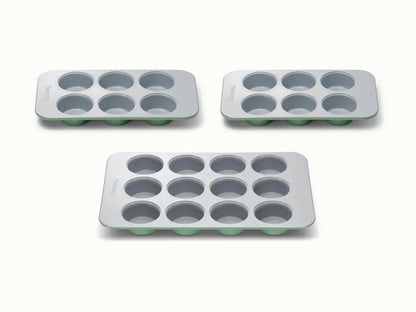 Muffin Pan Trio - 12-Cup &amp; 6-Cup Non-Stick Ceramic Muffin Pans - US 8602