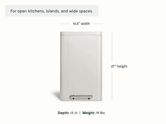 45L Rectangular Step Trash Can - Display-Worthy Trash Bin With Wide Profile - US 5235