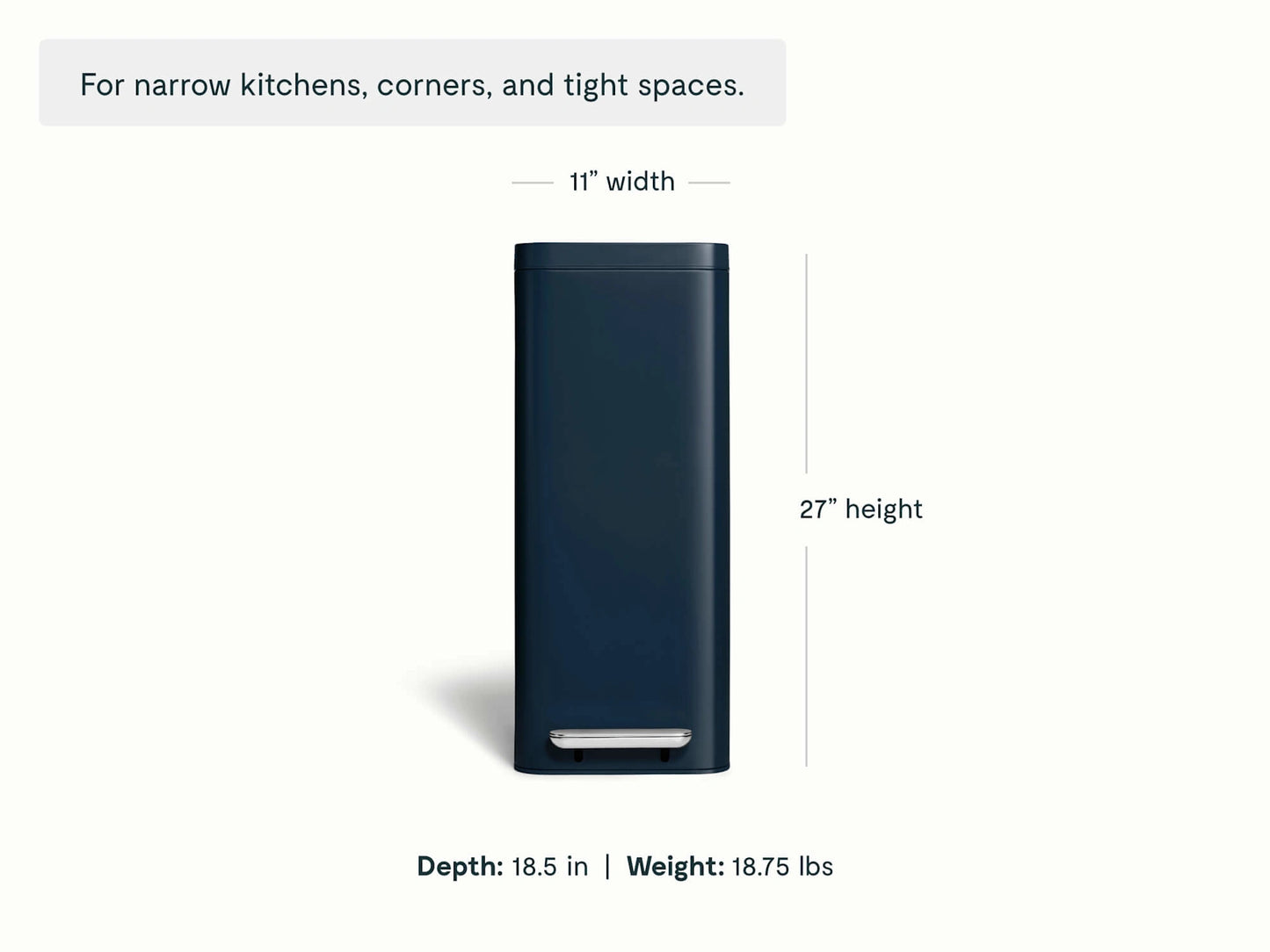 45L Slim Step Trash Can - Display-Worthy Trash Bin With Narrow Profile - US 8238