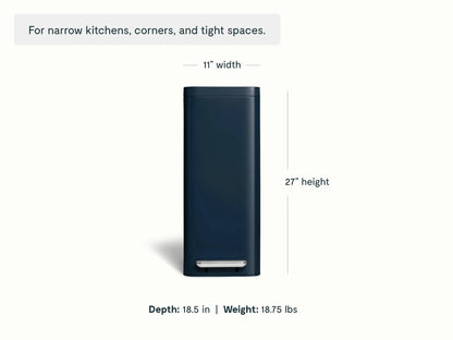 45L Slim Step Trash Can - Display-Worthy Trash Bin With Narrow Profile - US 8238